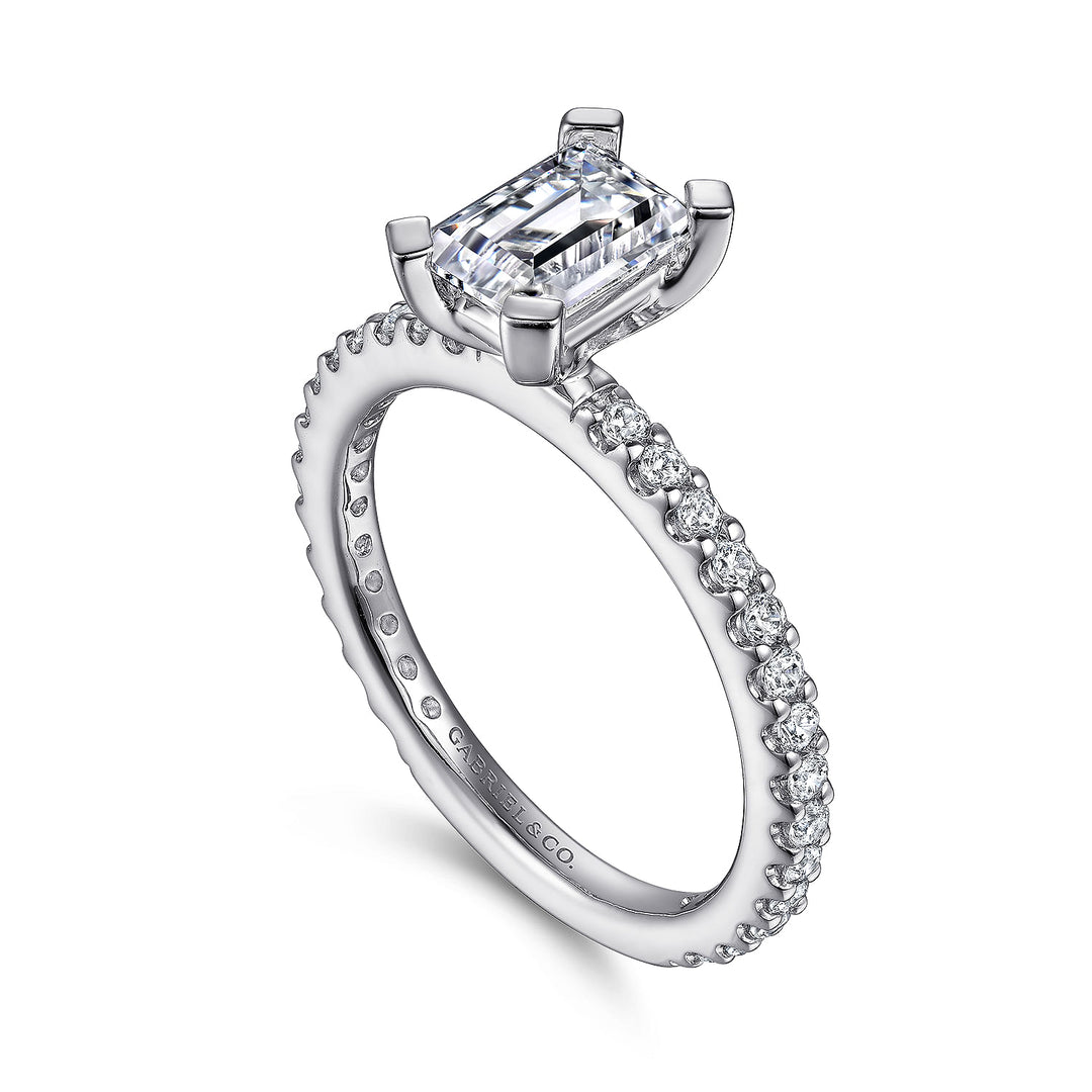 Gabriel & Co. ER4124E4W44JJ 14K White Gold Emerald Cut Diamond Engagement Ring
