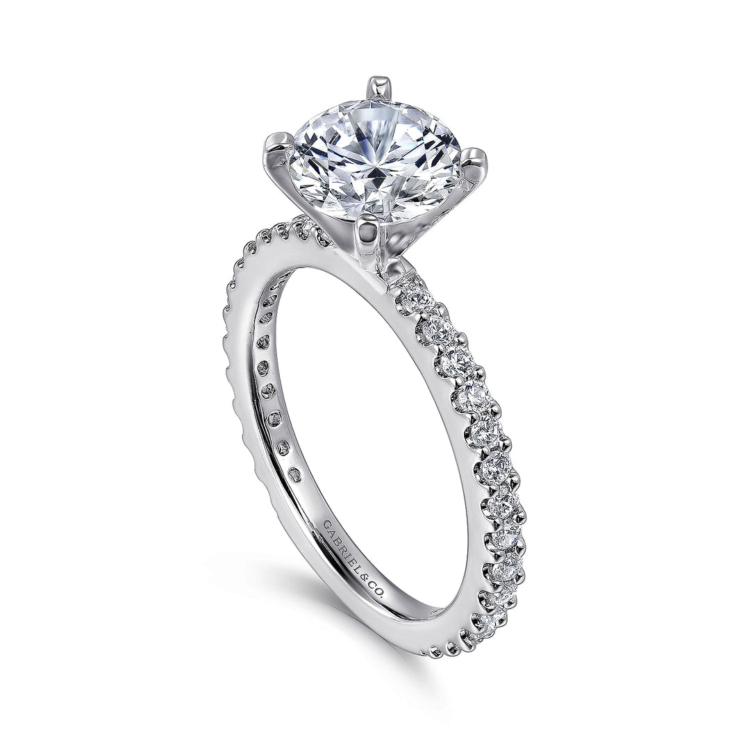 Gabriel & Co. ER4124R6W44JJ 14K White Gold Round Diamond Engagement Ring