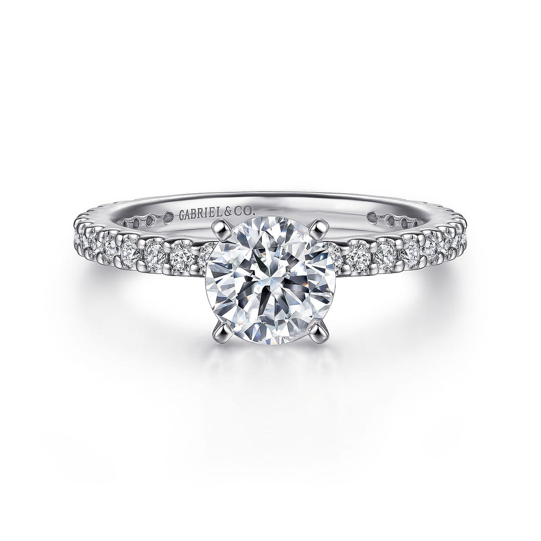 Gabriel & Co. ER4124W44JJ 14K White Gold Round Diamond Engagement Ring