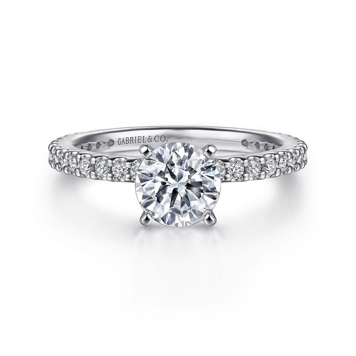 Gabriel & Co. ER4124W44JJ 14K White Gold Round Diamond Engagement Ring