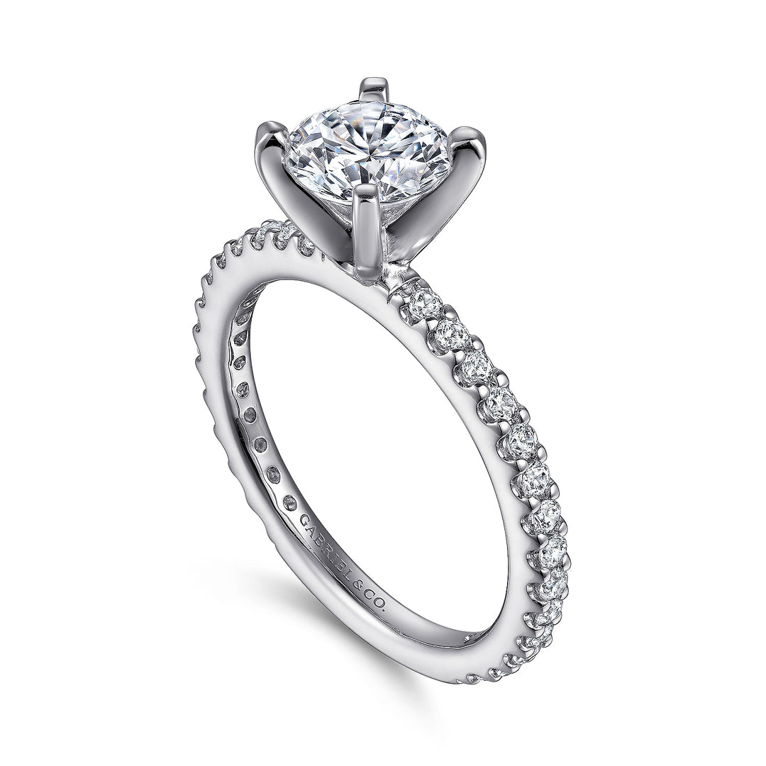 Gabriel & Co. ER4124W44JJ 14K White Gold Round Diamond Engagement Ring
