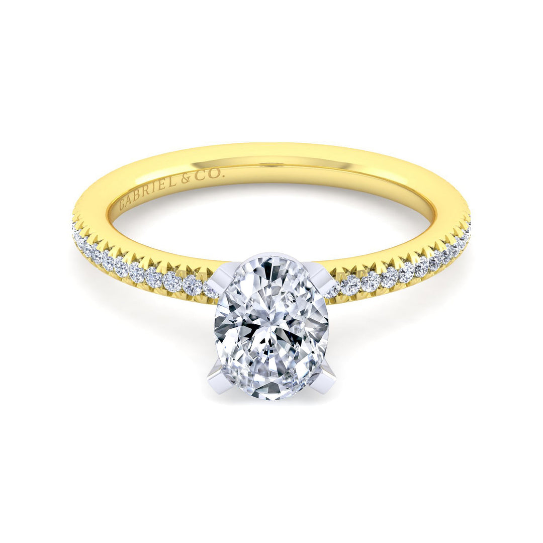 Gabriel & Co. ER4181O4M44JJ 14K White Yellow Gold Oval Diamond Engagement Ring