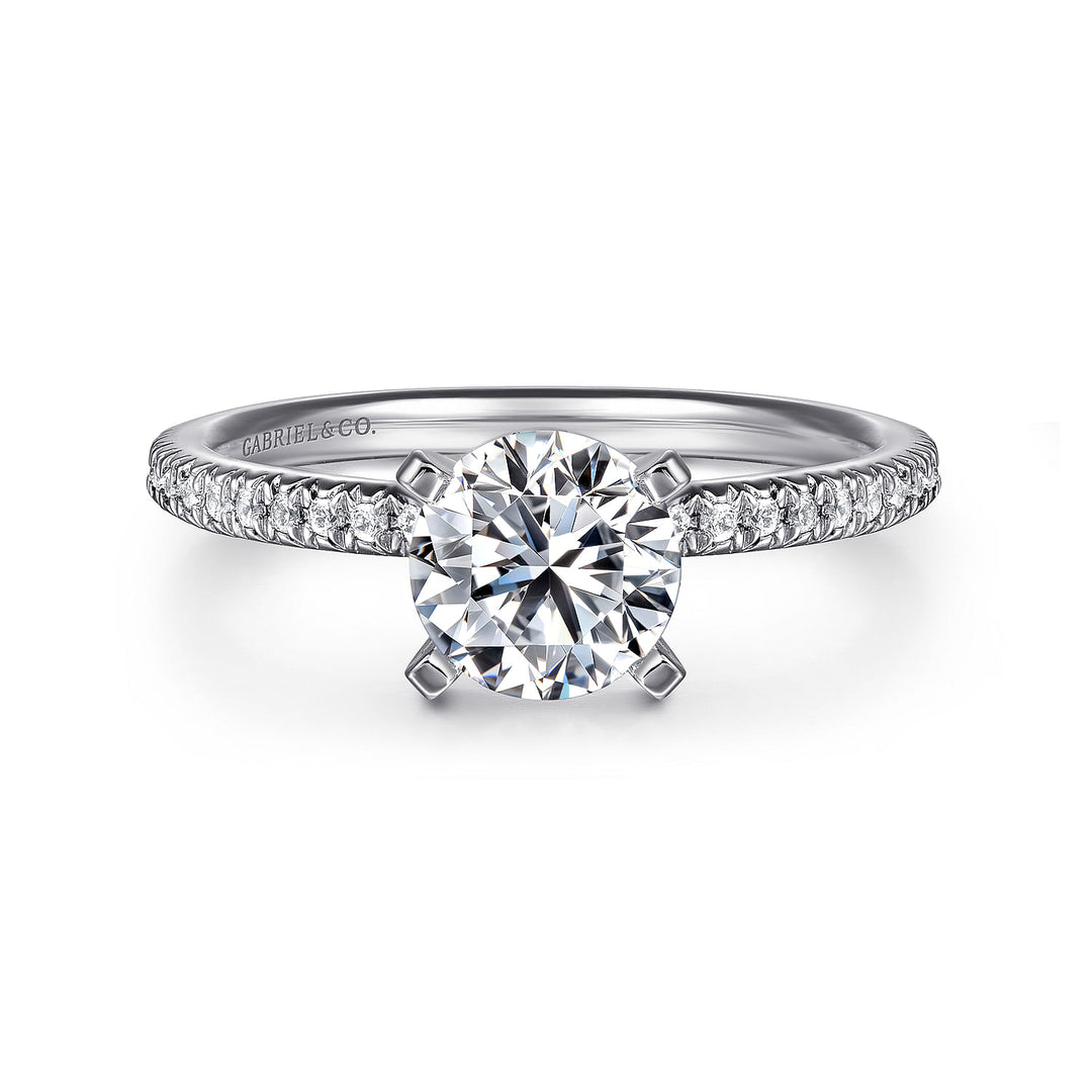 Gabriel & Co. ER4181W44JJ 14K White Gold Round Diamond Engagement Ring