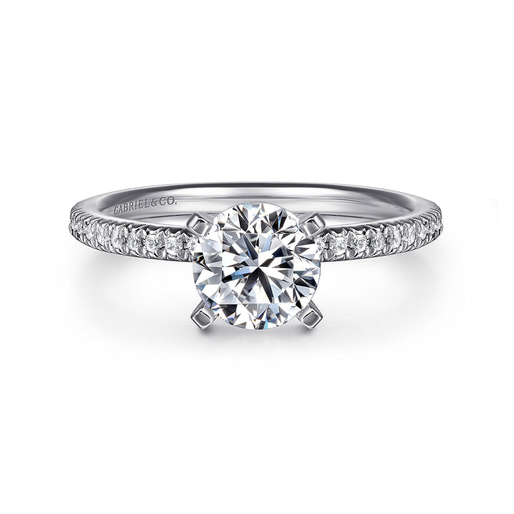Gabriel & Co. ER4181W44JJ 14K White Gold Round Diamond Engagement Ring