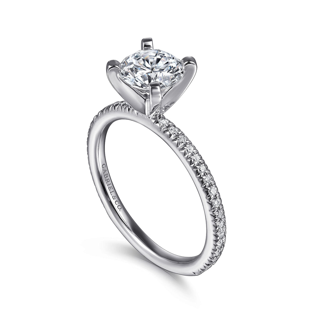 Gabriel & Co. ER4181W44JJ 14K White Gold Round Diamond Engagement Ring
