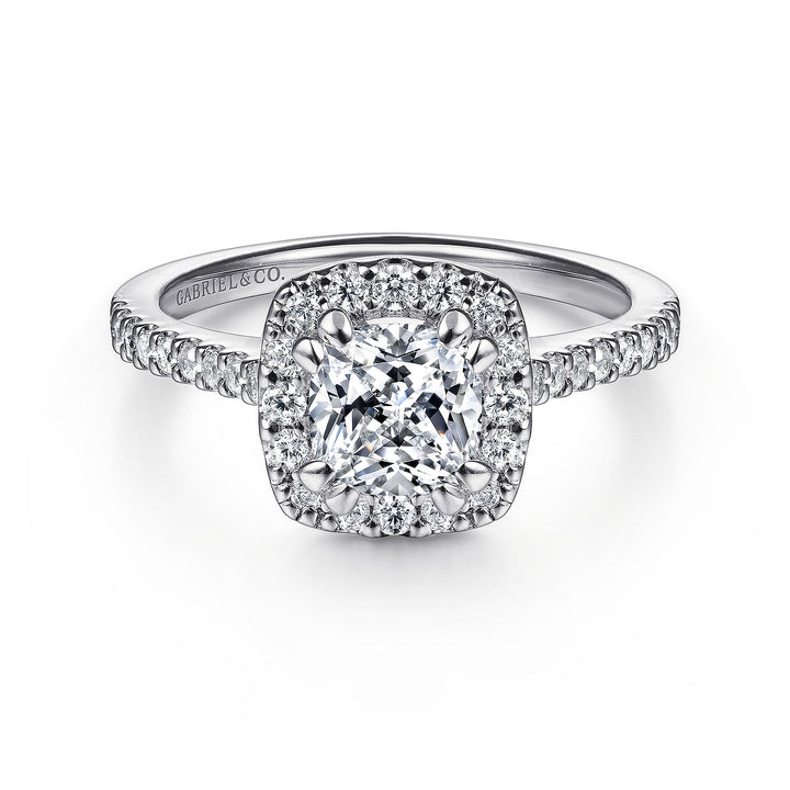 Gabriel & Co. ER6419C4W44JJ 14K White Gold Cushion Halo Diamond Engagement Ring