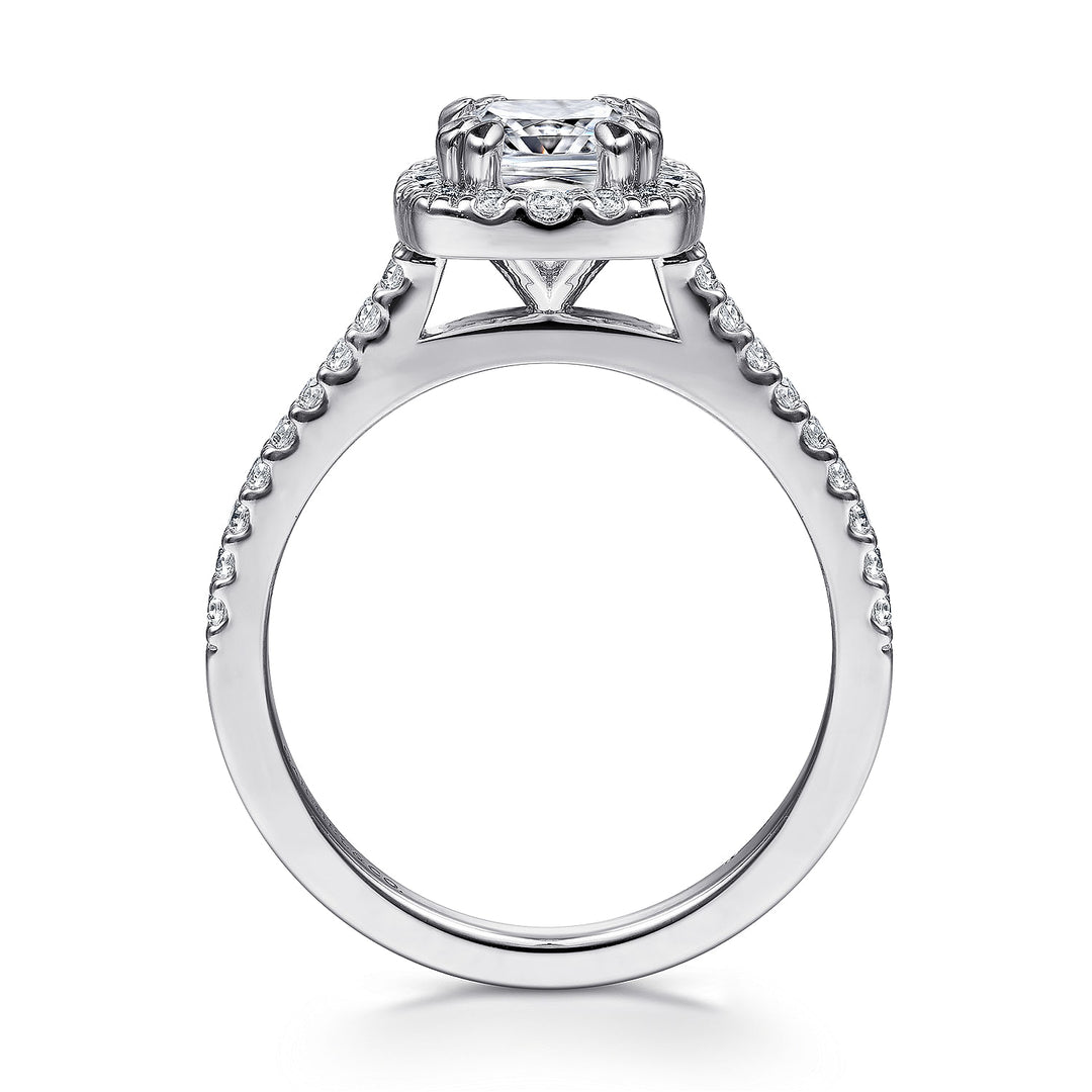 Gabriel & Co. ER6419C4W44JJ 14K White Gold Cushion Halo Diamond Engagement Ring