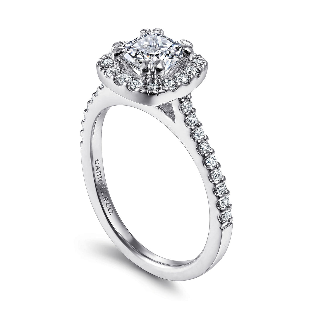 Gabriel & Co. ER6419C4W44JJ 14K White Gold Cushion Halo Diamond Engagement Ring