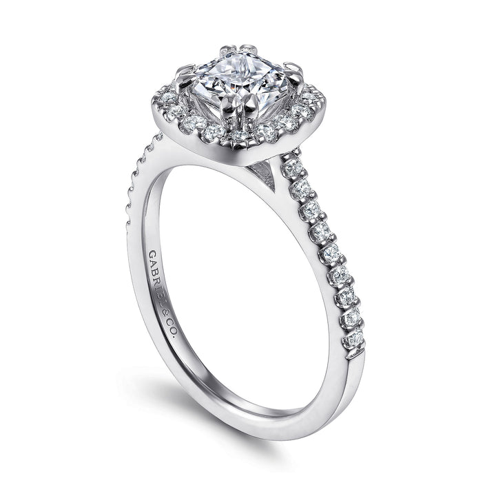 Gabriel & Co. ER6419C4W44JJ 14K White Gold Cushion Halo Diamond Engagement Ring