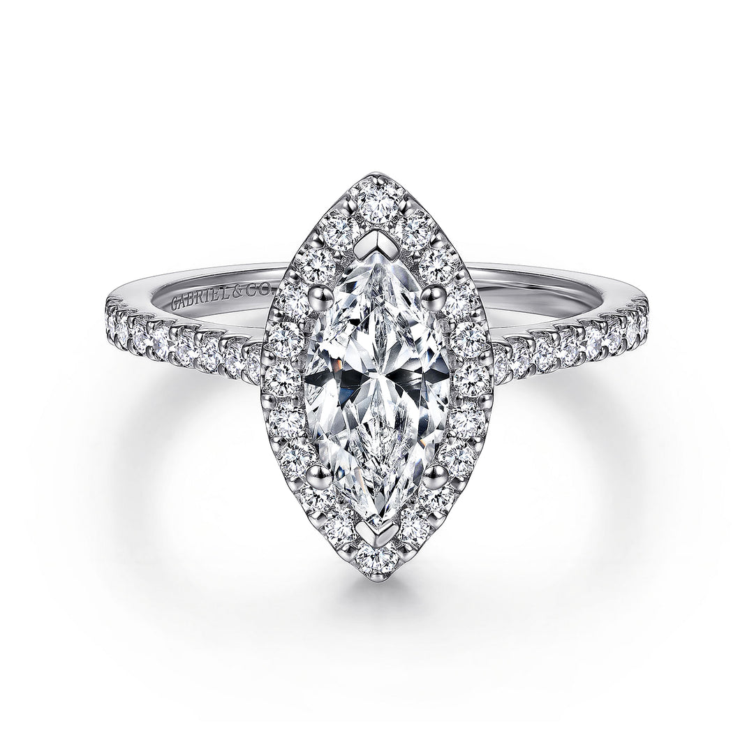 Gabriel & Co. ER6419M4W44JJ 14K White Gold Marquise Halo Diamond Engagement Ring