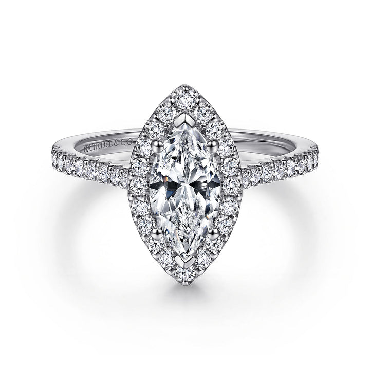 Gabriel & Co. ER6419M4W44JJ 14K White Gold Marquise Halo Diamond Engagement Ring