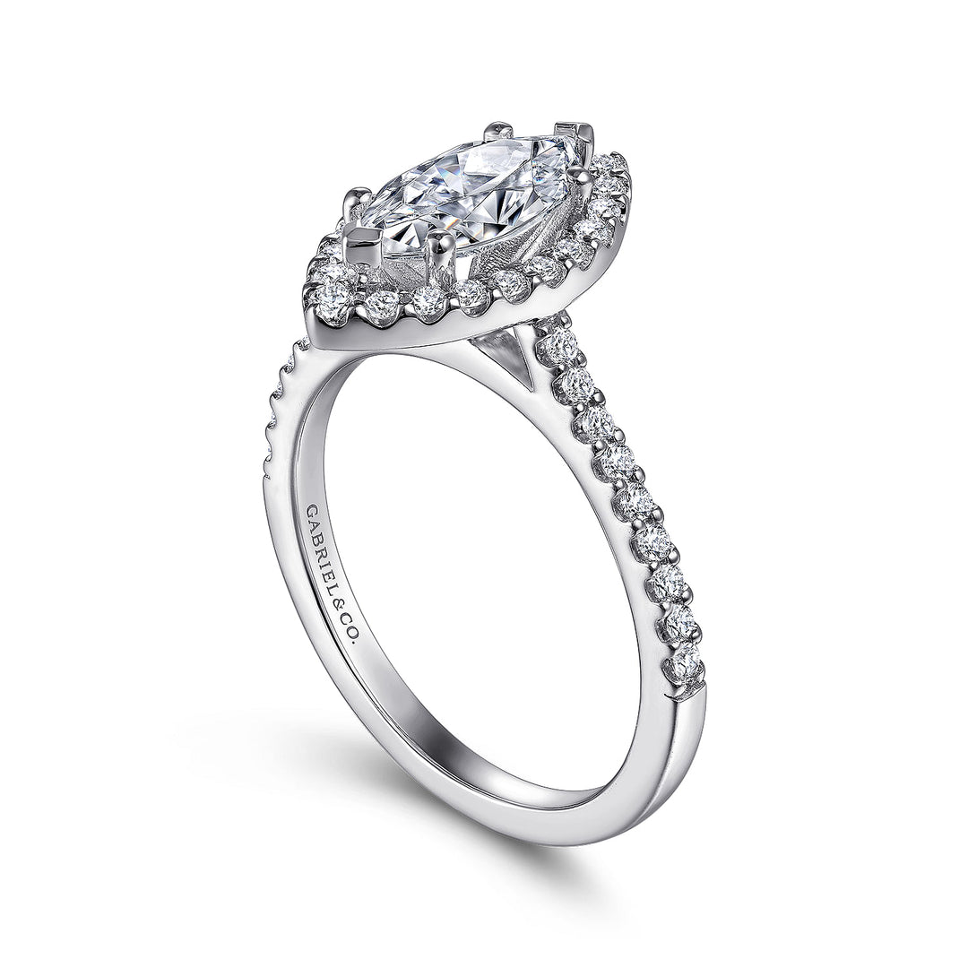 Gabriel & Co. ER6419M4W44JJ 14K White Gold Marquise Halo Diamond Engagement Ring