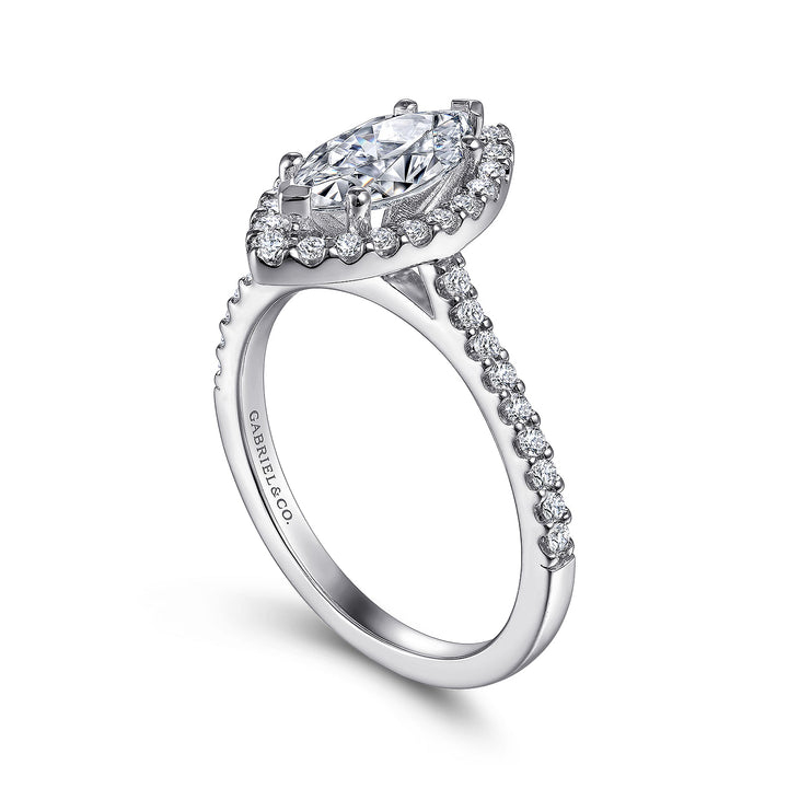 Gabriel & Co. ER6419M4W44JJ 14K White Gold Marquise Halo Diamond Engagement Ring