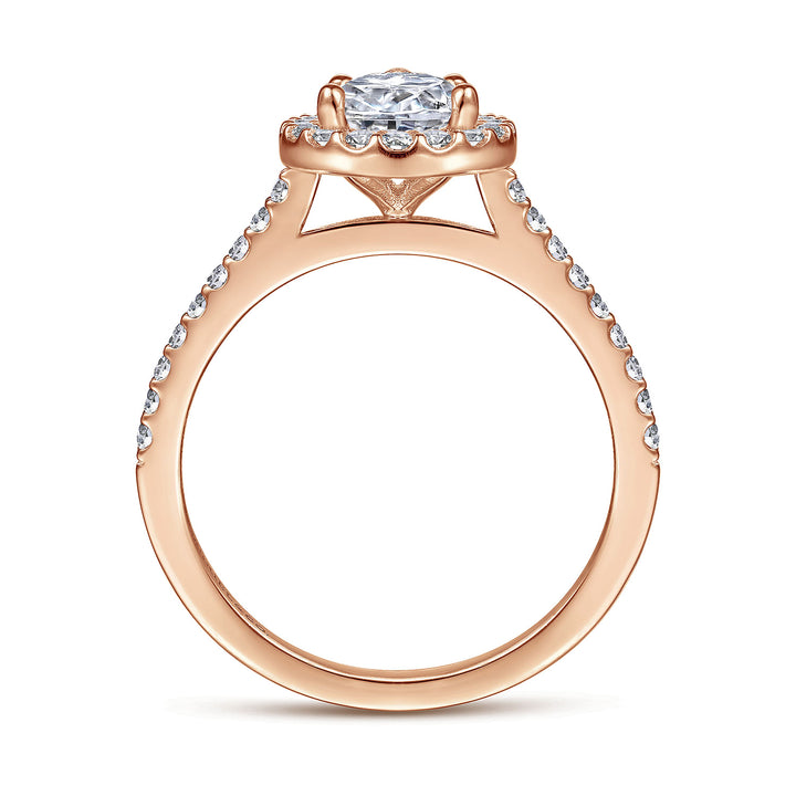 Gabriel & Co. ER6419P4K44JJ 14K Rose Gold Pear Shape Halo Diamond Engagement Ring