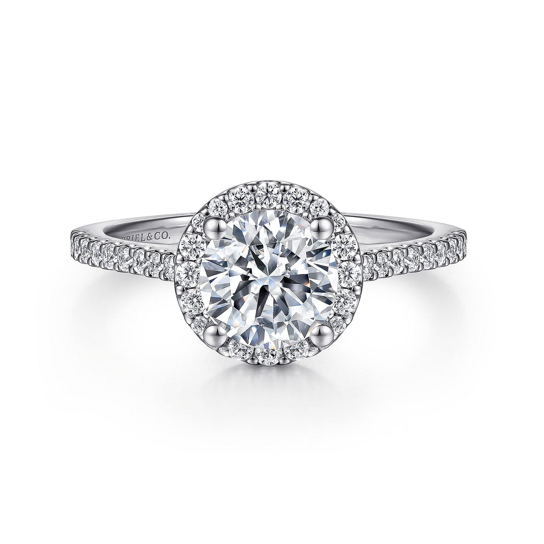 Gabriel & Co. ER6419W44JJ 14K White Gold Round Halo Diamond Engagement Ring