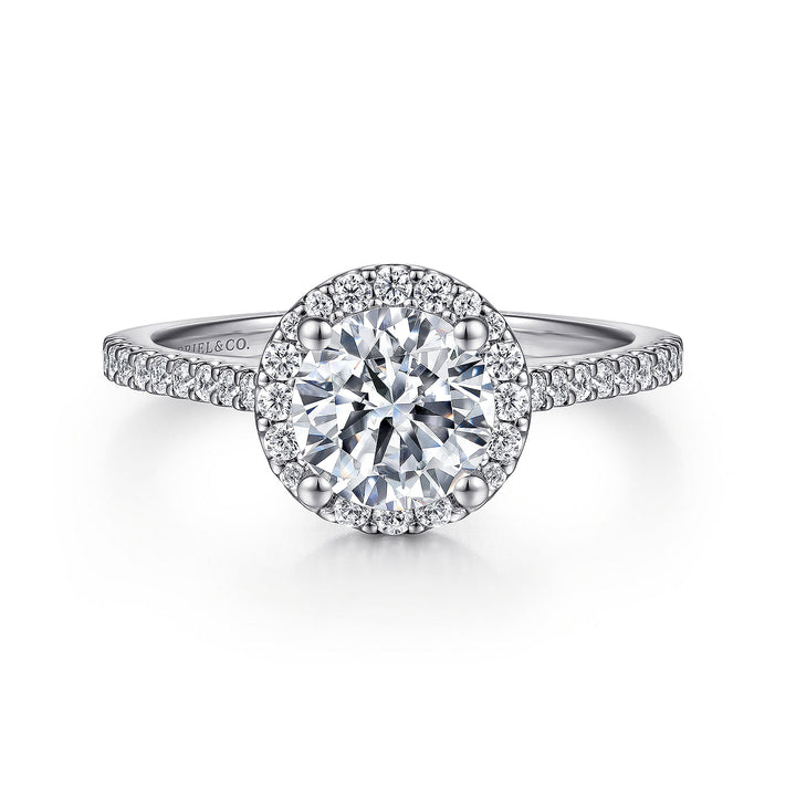 Gabriel & Co. ER6419W44JJ 14K White Gold Round Halo Diamond Engagement Ring