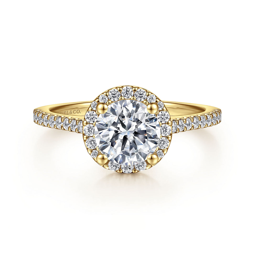 Gabriel & Co. ER6419Y44JJ 14K Yellow Gold Round Halo Diamond Engagement Ring