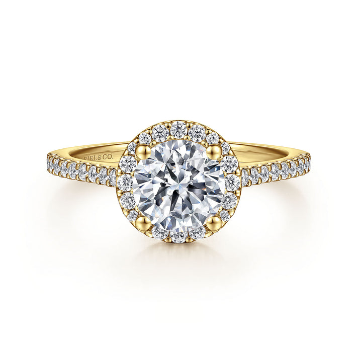 Gabriel & Co. ER6419Y44JJ 14K Yellow Gold Round Halo Diamond Engagement Ring