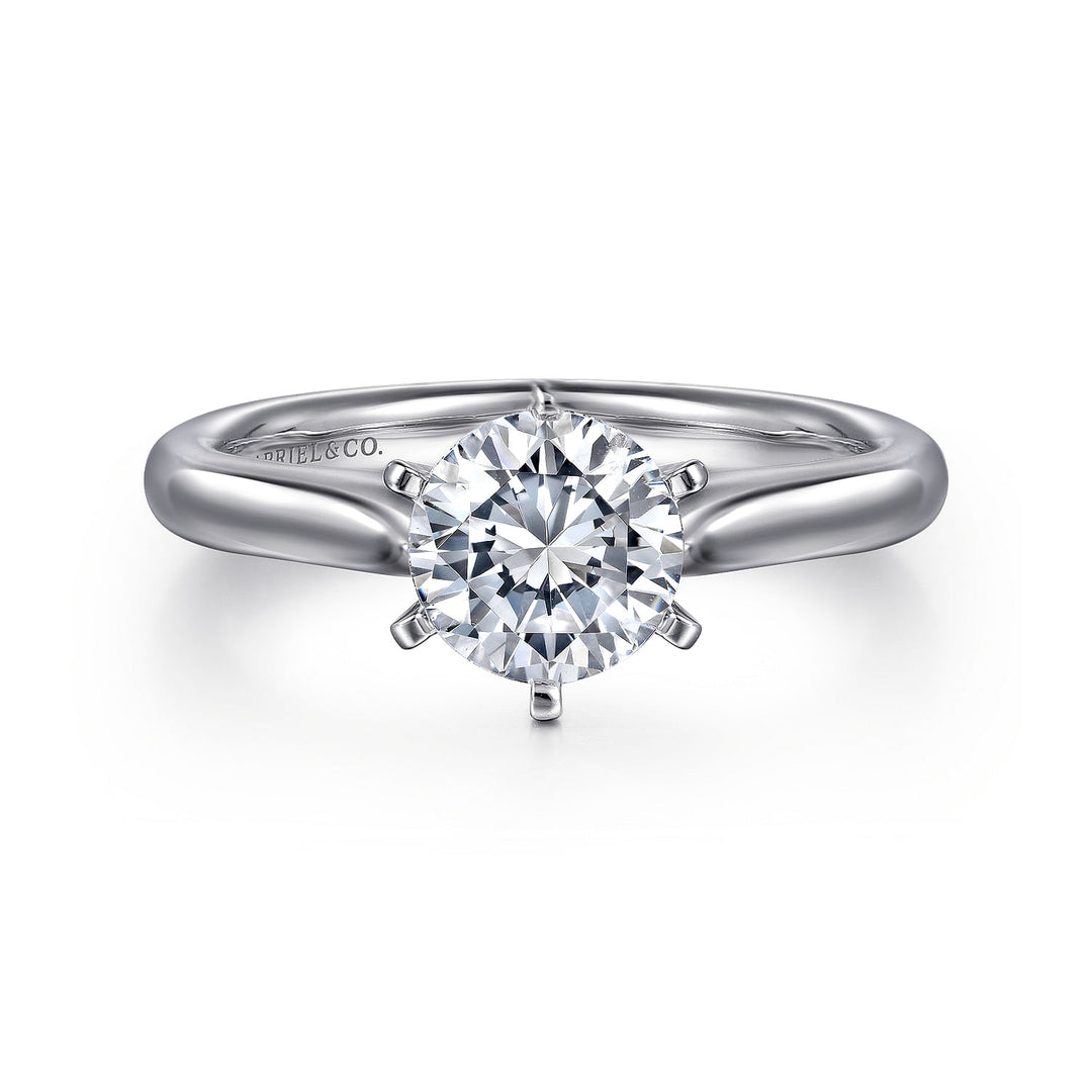 Gabriel & Co. ER6623W4JJJ 14K White Gold Round Diamond Engagement Ring