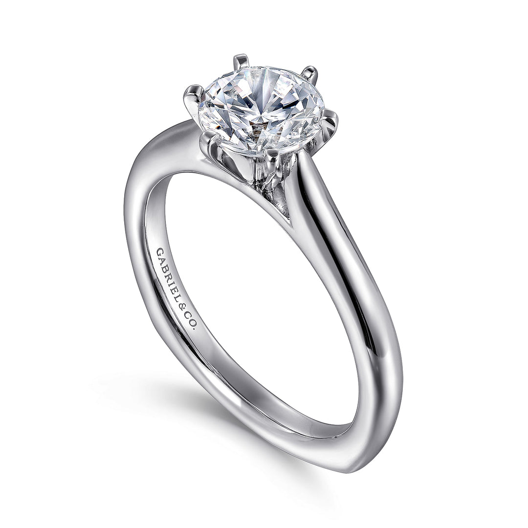 Gabriel & Co. ER6623W4JJJ 14K White Gold Round Diamond Engagement Ring