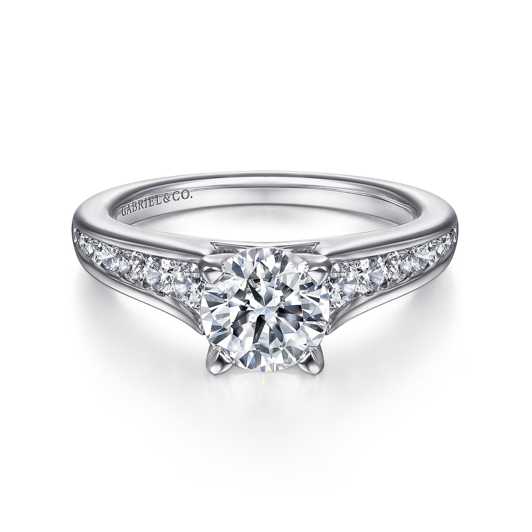 Gabriel & Co. ER6664W44JJ 14K White Gold Round Diamond Engagement Ring