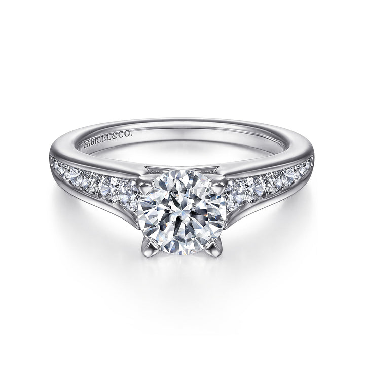 Gabriel & Co. ER6664W44JJ 14K White Gold Round Diamond Engagement Ring