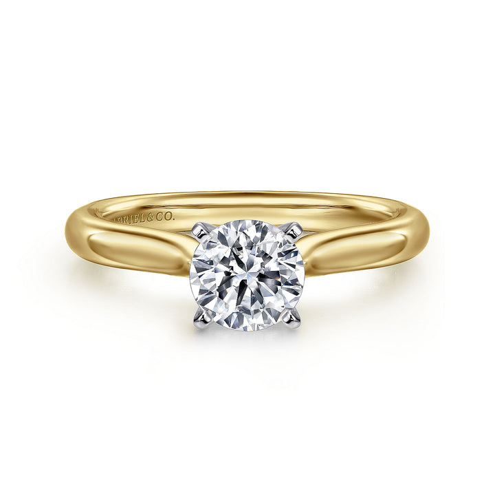 Gabriel & Co. ER6684M4JJJ 14K White Yellow Gold Round Diamond Engagement Ring