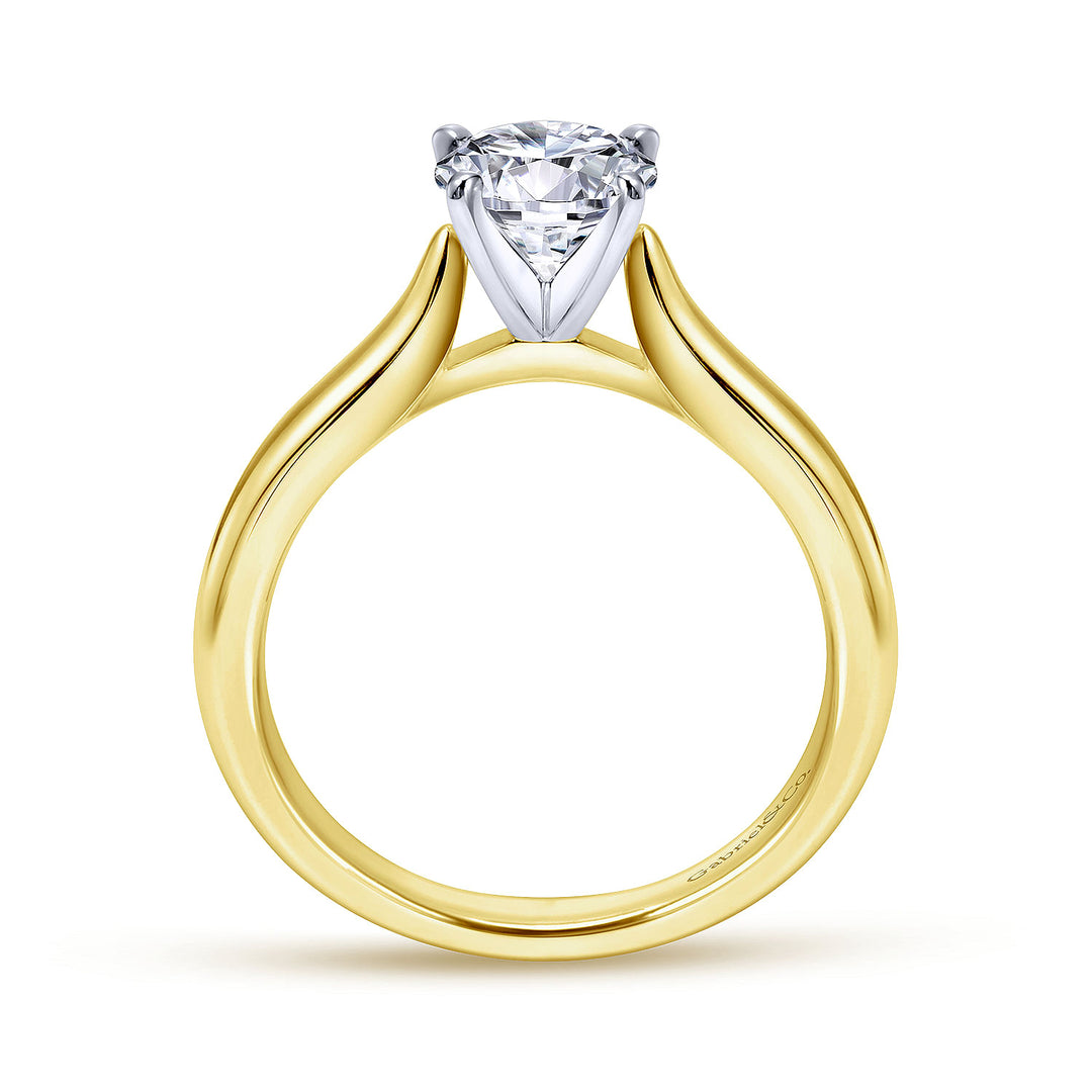 Gabriel & Co. ER6684M4JJJ 14K White Yellow Gold Round Diamond Engagement Ring