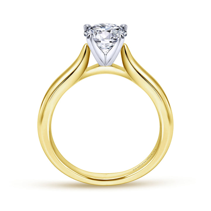 Gabriel & Co. ER6684M4JJJ 14K White Yellow Gold Round Diamond Engagement Ring