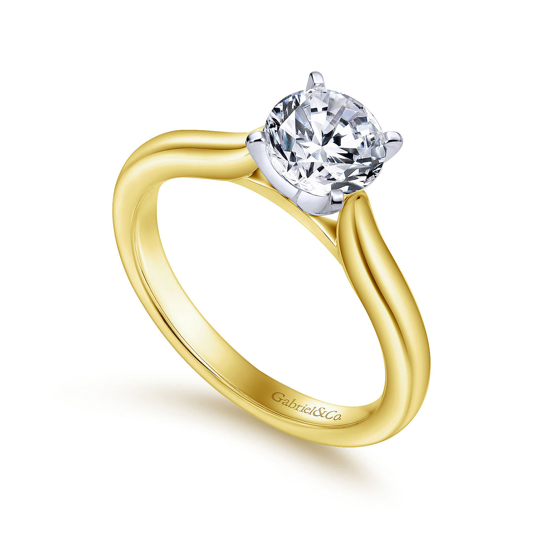 Gabriel & Co. ER6684M4JJJ 14K White Yellow Gold Round Diamond Engagement Ring