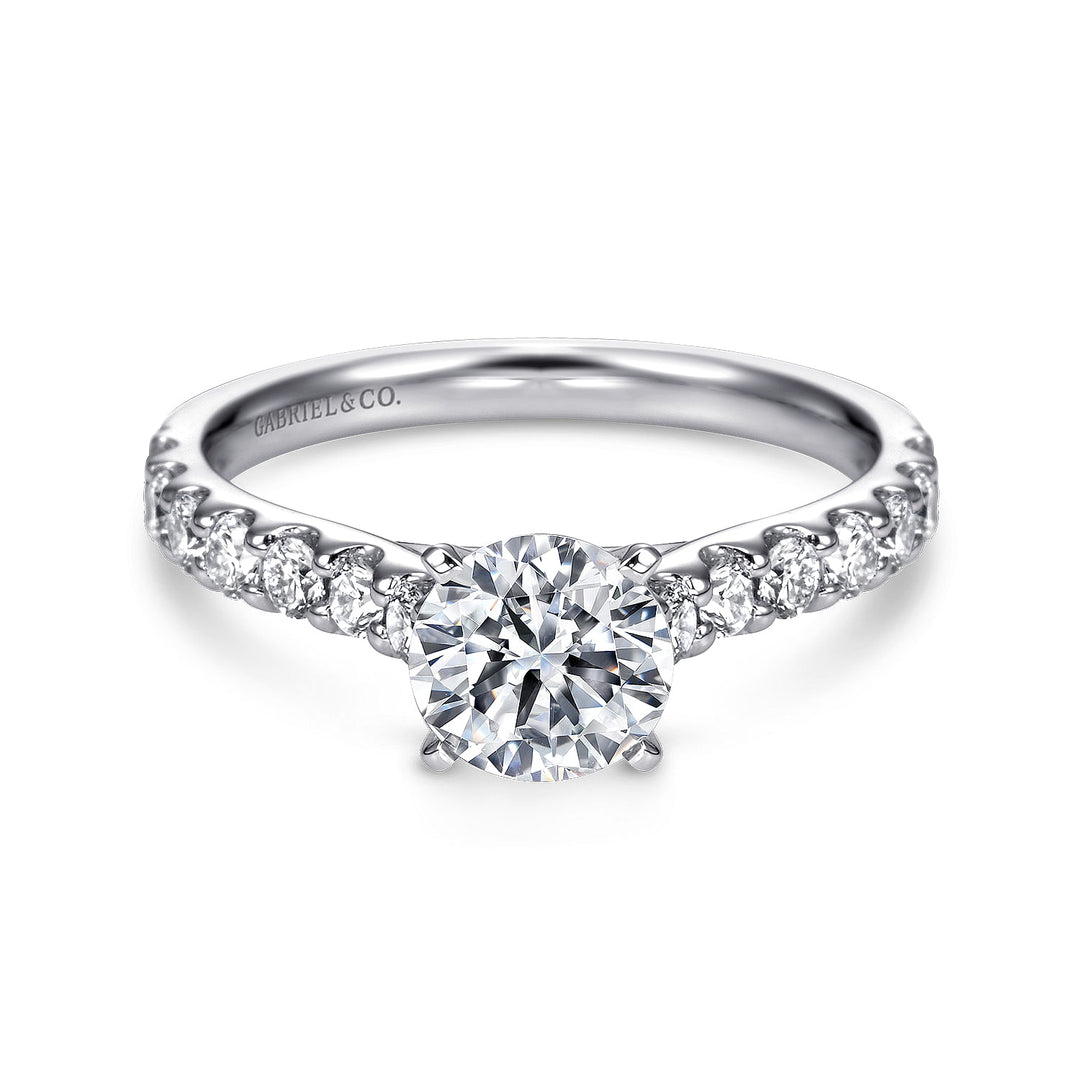 Gabriel & Co. ER6703W44JJ 14K White Gold Round Diamond Engagement Ring