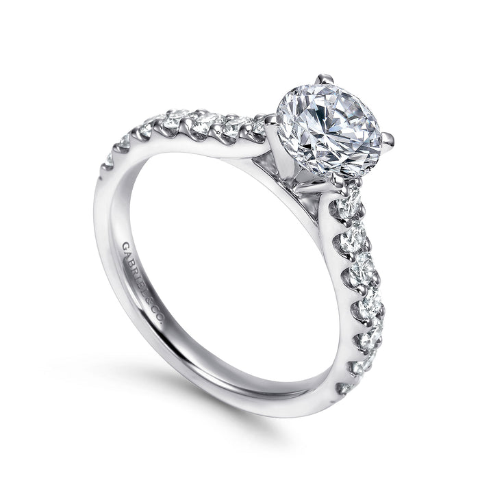 Gabriel & Co. ER6703W44JJ 14K White Gold Round Diamond Engagement Ring