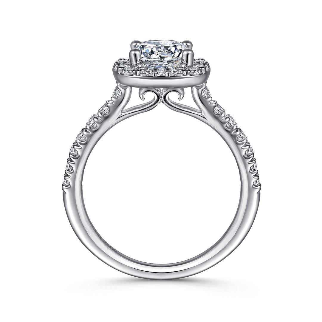 Gabriel & Co. ER6872W44JJ 14K White Gold Cushion Halo Round Diamond Engagement Ring
