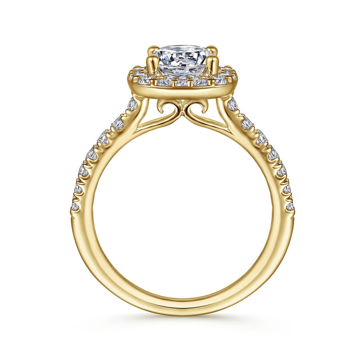 Gabriel & Co. ER6872Y44JJ 14K Yellow Gold Cushion Halo Round Diamond Engagement Ring