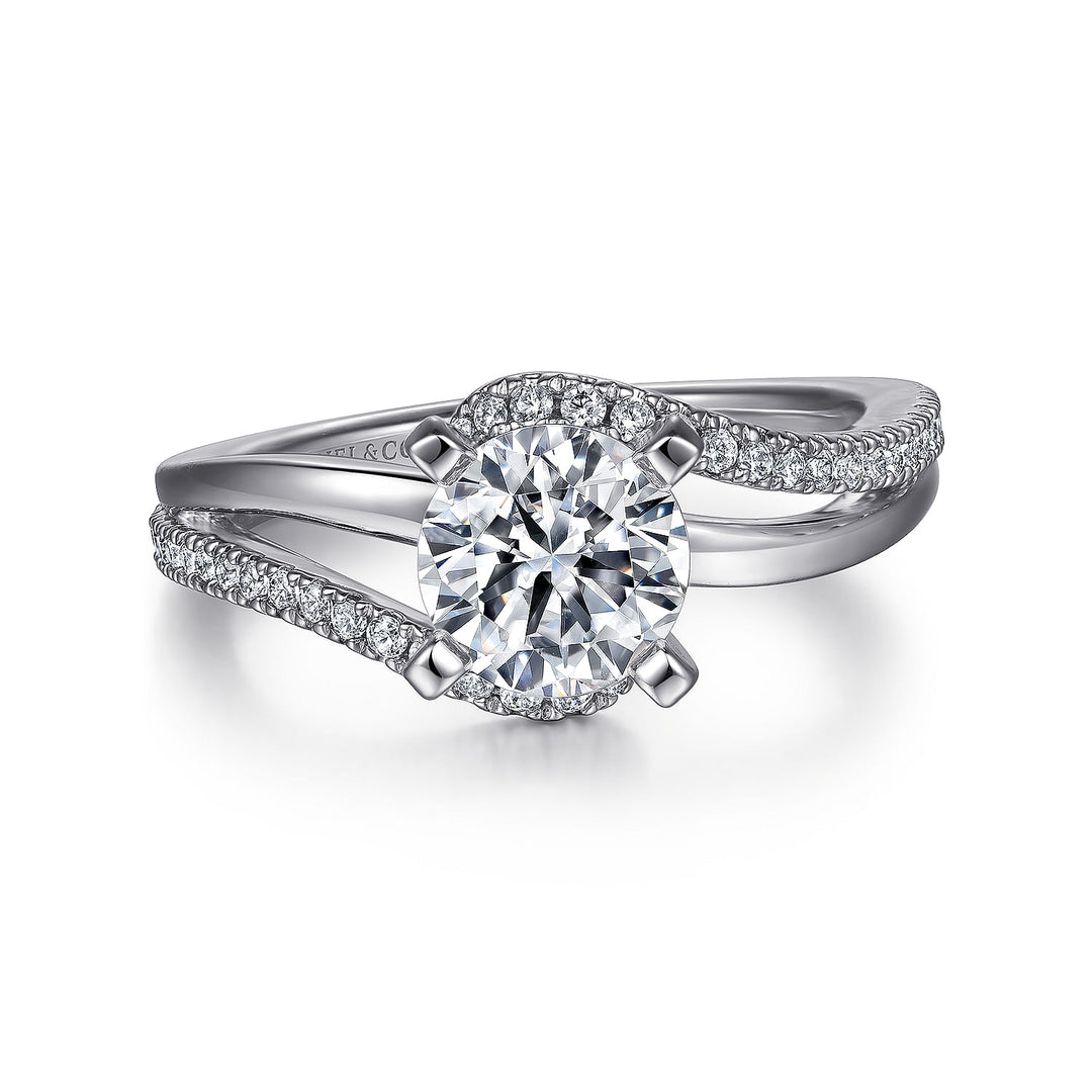 Gabriel & Co. ER6974W44JJ 14K White Gold Round Bypass Diamond Engagement Ring