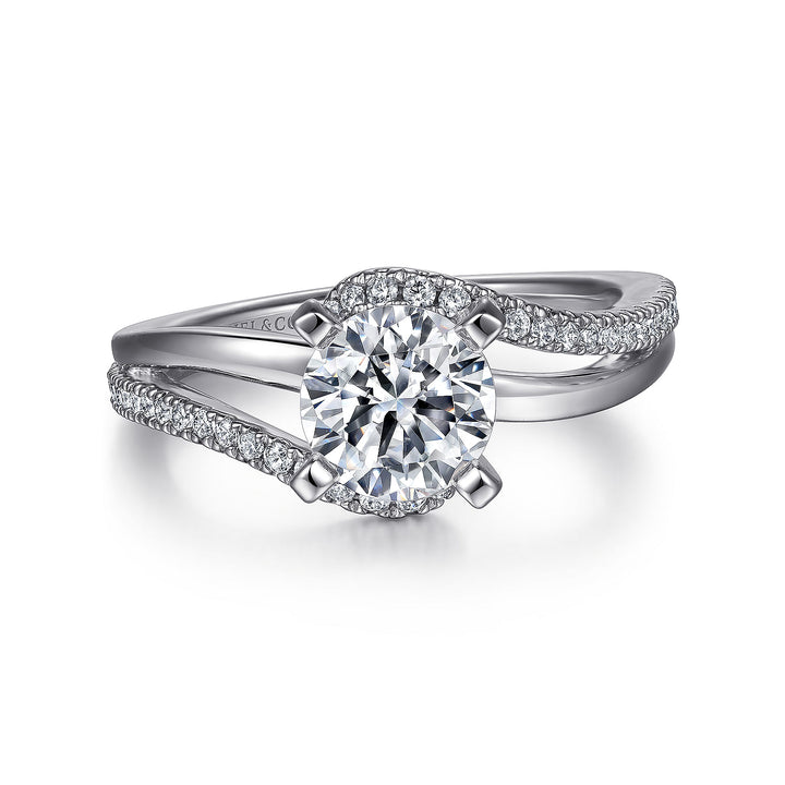 Gabriel & Co. ER6974W44JJ 14K White Gold Round Bypass Diamond Engagement Ring