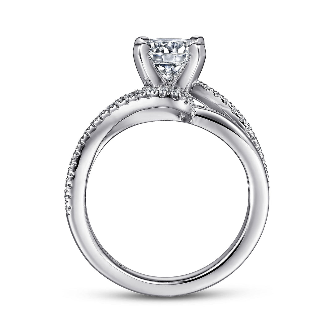 Gabriel & Co. ER6974W44JJ 14K White Gold Round Bypass Diamond Engagement Ring