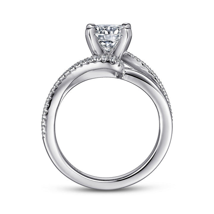 Gabriel & Co. ER6974W44JJ 14K White Gold Round Bypass Diamond Engagement Ring