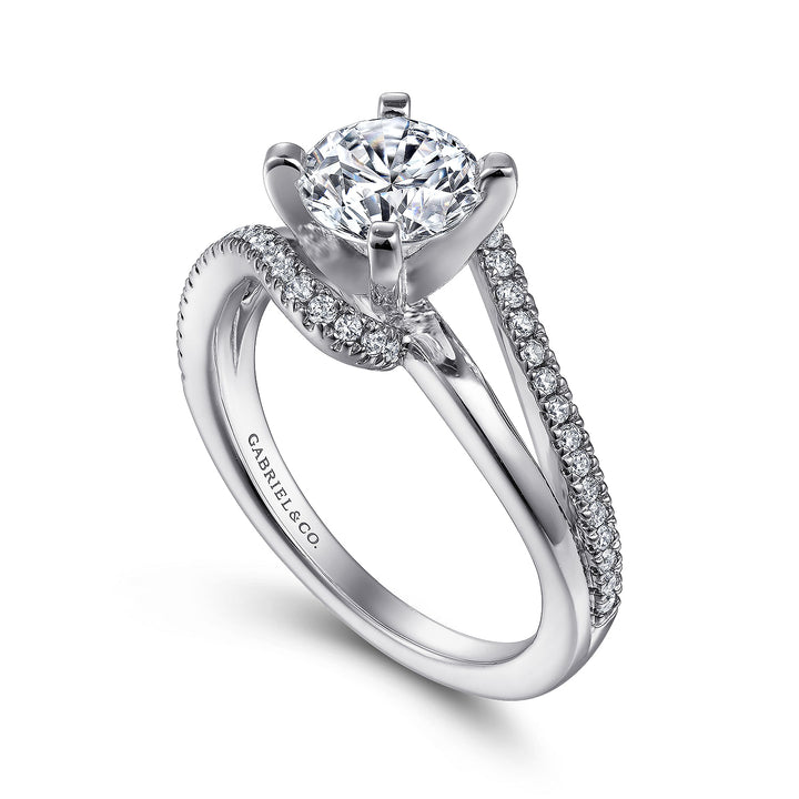 Gabriel & Co. ER6974W44JJ 14K White Gold Round Bypass Diamond Engagement Ring