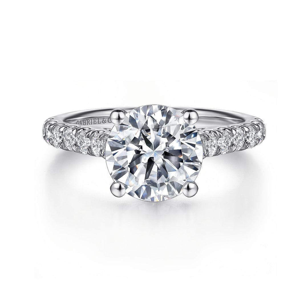 Gabriel & Co. ER7016W44JJ 14K White Gold Round Diamond Engagement Ring