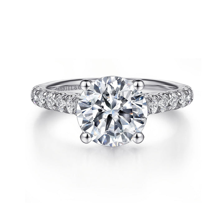 Gabriel & Co. ER7016W44JJ 14K White Gold Round Diamond Engagement Ring