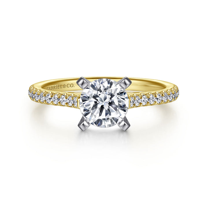 Gabriel & Co. ER7224M44JJ 14K White Yellow Gold Round Diamond Engagement Ring
