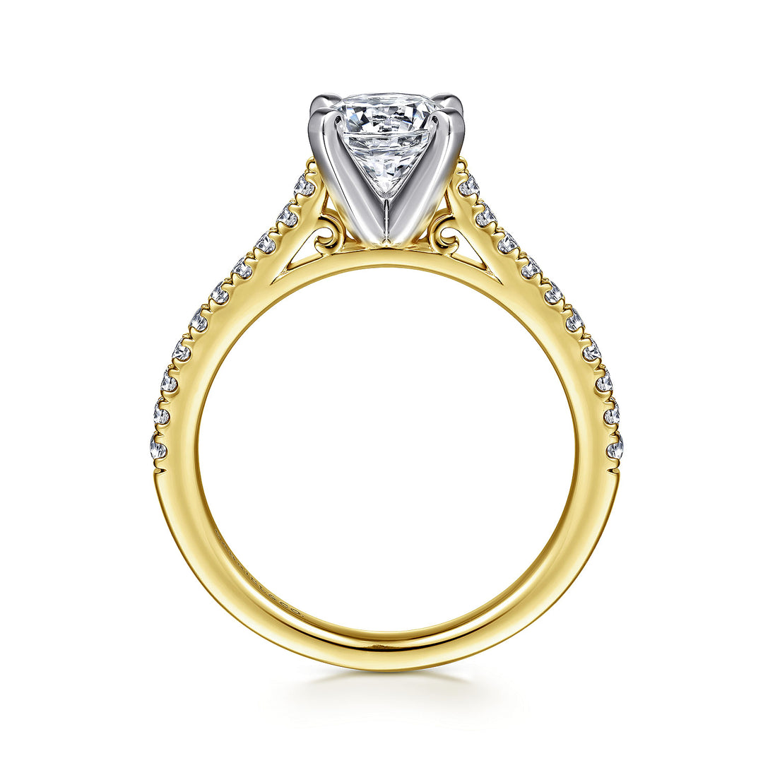 Gabriel & Co. ER7224M44JJ 14K White Yellow Gold Round Diamond Engagement Ring