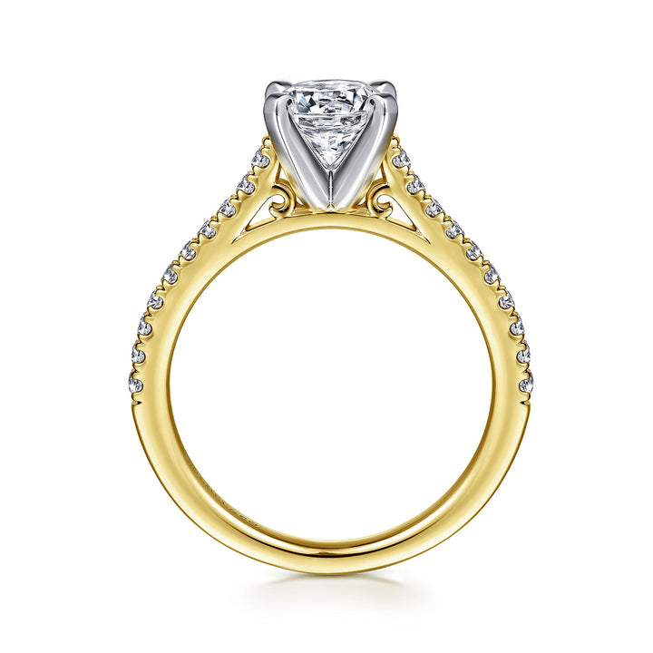 Gabriel & Co. ER7224M44JJ 14K White Yellow Gold Round Diamond Engagement Ring
