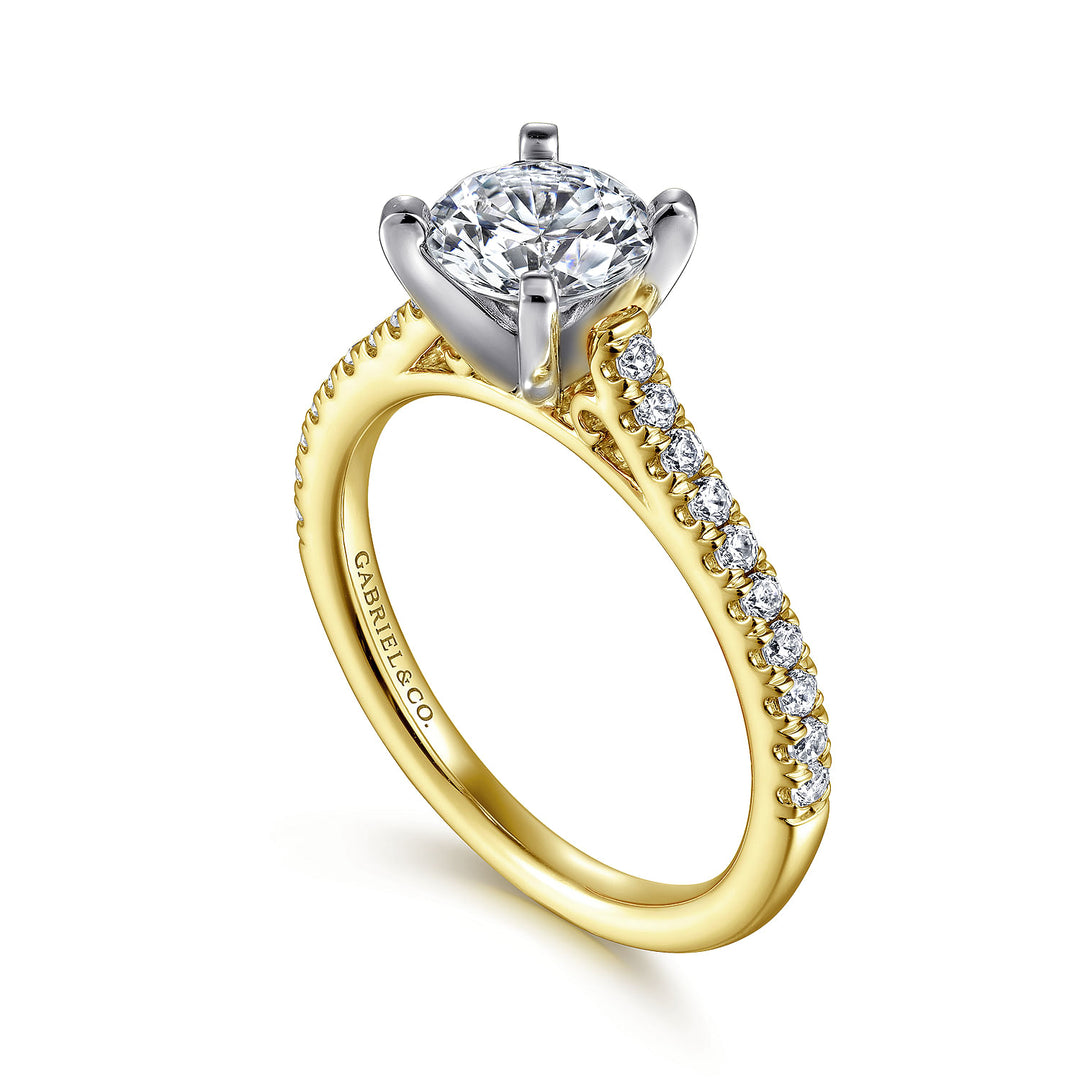 Gabriel & Co. ER7224M44JJ 14K White Yellow Gold Round Diamond Engagement Ring