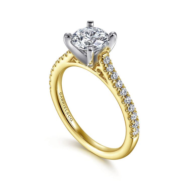 Gabriel & Co. ER7224M44JJ 14K White Yellow Gold Round Diamond Engagement Ring