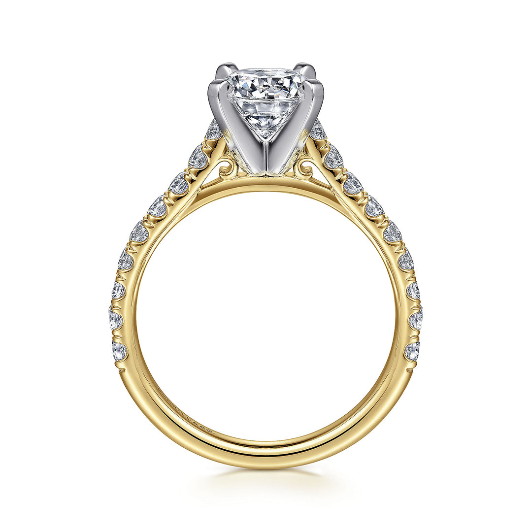 Gabriel & Co. ER7225M44JJ 14K White Yellow Gold Round Diamond Engagement Ring
