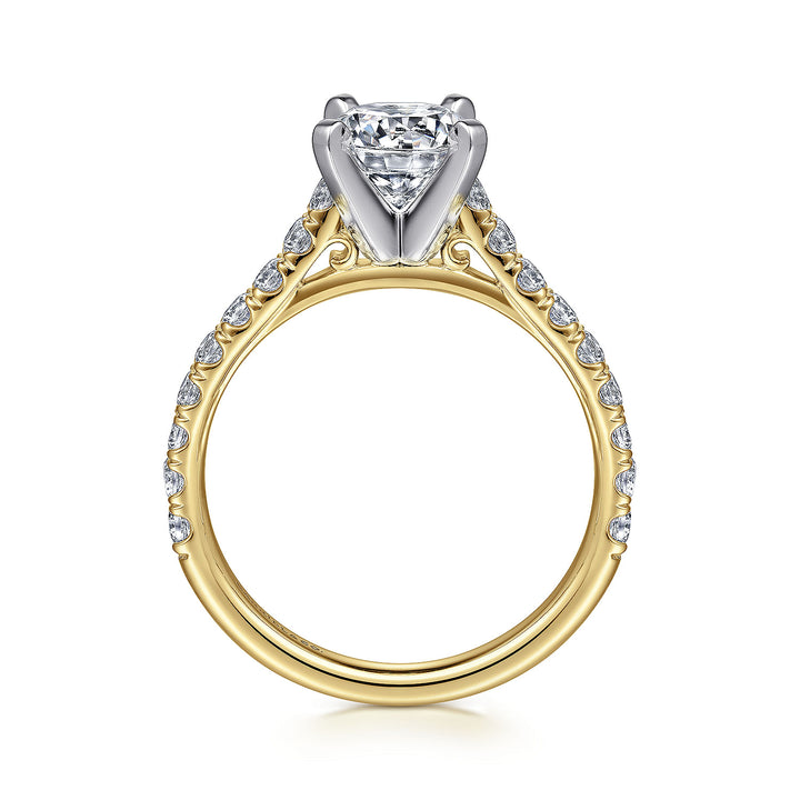 Gabriel & Co. ER7225M44JJ 14K White Yellow Gold Round Diamond Engagement Ring