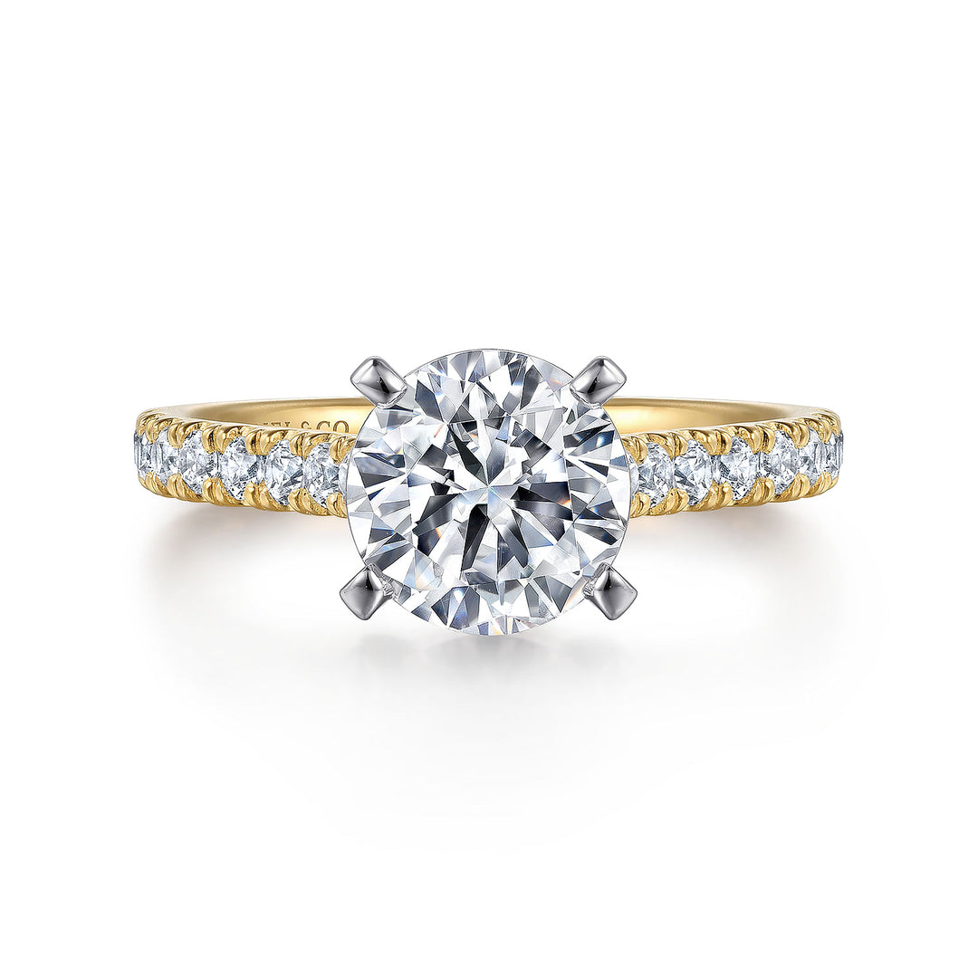 Gabriel & Co. ER7225R8M44JJ 14K White Yellow Gold Round Diamond Engagement Ring