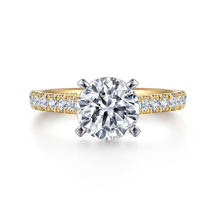 Gabriel & Co. ER7225R8M44JJ 14K White Yellow Gold Round Diamond Engagement Ring